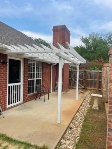 Open top pergola design for back patio.